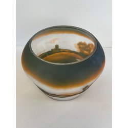 ANTICA COPPA VETRO D'ARGENTAL GLOBULARE PAUL NICOLAS ART NOUVEAU PATE 1920 VASO