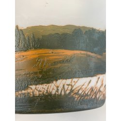 ANTICA COPPA VETRO D'ARGENTAL GLOBULARE PAUL NICOLAS ART NOUVEAU PATE 1920 VASO