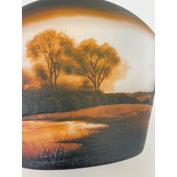 ANTICA COPPA VETRO D'ARGENTAL GLOBULARE PAUL NICOLAS ART NOUVEAU PATE 1920 VASO
