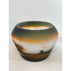 ANTICA COPPA VETRO D'ARGENTAL GLOBULARE PAUL NICOLAS ART NOUVEAU PATE 1920 VASO