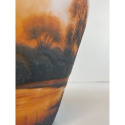 ANTICA COPPA VETRO D'ARGENTAL GLOBULARE PAUL NICOLAS ART NOUVEAU PATE 1920 VASO