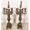 ANTICA COPPIA CANDELIERE Liberty EPOCA 900 Bronzo Dorato CANDELABRO PORTACANDELE