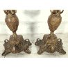 ANTICA COPPIA CANDELIERE Liberty EPOCA 900 Bronzo Dorato CANDELABRO PORTACANDELE