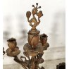 ANTICA COPPIA CANDELIERE Liberty EPOCA 900 Bronzo Dorato CANDELABRO PORTACANDELE