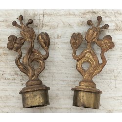 ANTICA COPPIA CANDELIERE Liberty EPOCA 900 Bronzo Dorato CANDELABRO PORTACANDELE