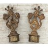 ANTICA COPPIA CANDELIERE Liberty EPOCA 900 Bronzo Dorato CANDELABRO PORTACANDELE