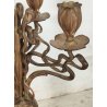 ANTICA COPPIA CANDELIERE Liberty EPOCA 900 Bronzo Dorato CANDELABRO PORTACANDELE