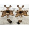 ANTICA COPPIA CANDELIERE Liberty EPOCA 900 Bronzo Dorato CANDELABRO PORTACANDELE