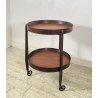 CARRELLO BAR ROTONDO DESIGN 1960 VINTAGE ITALY BAR TROLLEY 2 RIPIANI OLD LEGNO