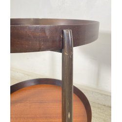 CARRELLO BAR ROTONDO DESIGN 1960 VINTAGE ITALY BAR TROLLEY 2 RIPIANI OLD LEGNO
