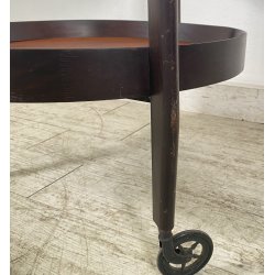 CARRELLO BAR ROTONDO DESIGN 1960 VINTAGE ITALY BAR TROLLEY 2 RIPIANI OLD LEGNO