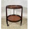 CARRELLO BAR ROTONDO DESIGN 1960 VINTAGE ITALY BAR TROLLEY 2 RIPIANI OLD LEGNO