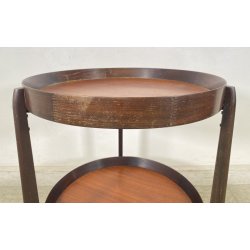 CARRELLO BAR ROTONDO DESIGN 1960 VINTAGE ITALY BAR TROLLEY 2 RIPIANI OLD LEGNO