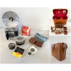 VINTAGE KIT Kodak Retina IIIC Xenon 50mm TELE 80mm MIRINO Ausiliario 35/80 BORSA
