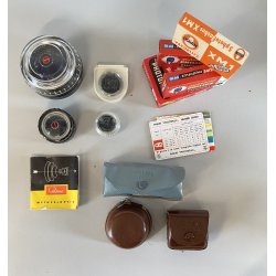 VINTAGE KIT Kodak Retina IIIC Xenon 50mm TELE 80mm MIRINO Ausiliario 35/80 BORSA
