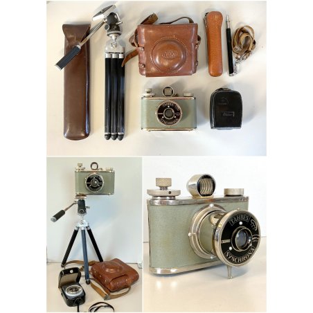 LOTTO FOTOCAMERA ANALOGICA Tahbes Synchrona 6X6 ALBADA TREPPIEDE ESPOSIMETRO '48
