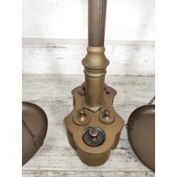 ANTICA BILANCIA VITTORIANA 2 PIATTI epoca 800 BRONZO DECORO DELFINI 8 PESI LIBRA