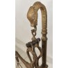 ANTICA BILANCIA VITTORIANA 2 PIATTI epoca 800 BRONZO DECORO DELFINI 8 PESI LIBRA