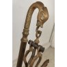 ANTICA BILANCIA VITTORIANA 2 PIATTI epoca 800 BRONZO DECORO DELFINI 8 PESI LIBRA