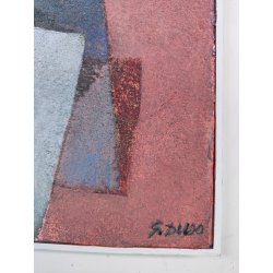QUADRO DIPINTO ASTRATTO G. Duso TELA Tecnica Mista Sabbia ARTE MODERNA cornice