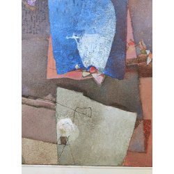 QUADRO DIPINTO ASTRATTO G. Duso TELA Tecnica Mista Sabbia ARTE MODERNA cornice