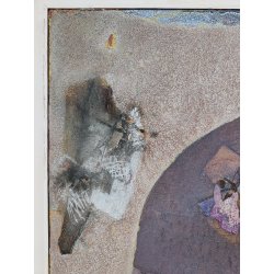 QUADRO DIPINTO ASTRATTO G. Duso TELA Tecnica Mista Sabbia ARTE MODERNA cornice