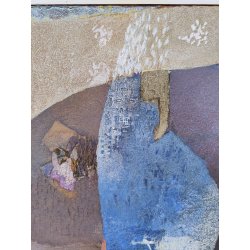 QUADRO DIPINTO ASTRATTO G. Duso TELA Tecnica Mista Sabbia ARTE MODERNA cornice