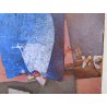 QUADRO DIPINTO ASTRATTO G. Duso TELA Tecnica Mista Sabbia ARTE MODERNA cornice