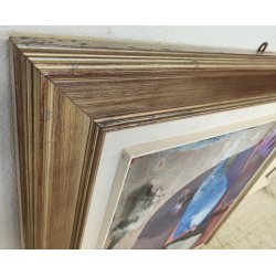 QUADRO DIPINTO ASTRATTO G. Duso TELA Tecnica Mista Sabbia ARTE MODERNA cornice