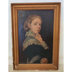 ANTICO QUADRO DIPINTO olio tela RITRATTO NOBILDONNA Elisa Nemes 1878 epoca COPIA