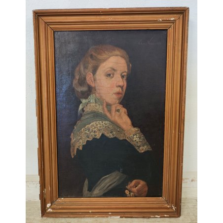 ANTICO QUADRO DIPINTO olio tela RITRATTO NOBILDONNA Elisa Nemes 1878 epoca COPIA