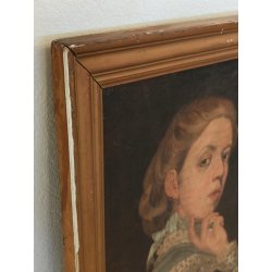 ANTICO QUADRO DIPINTO olio tela RITRATTO NOBILDONNA Elisa Nemes 1878 epoca COPIA