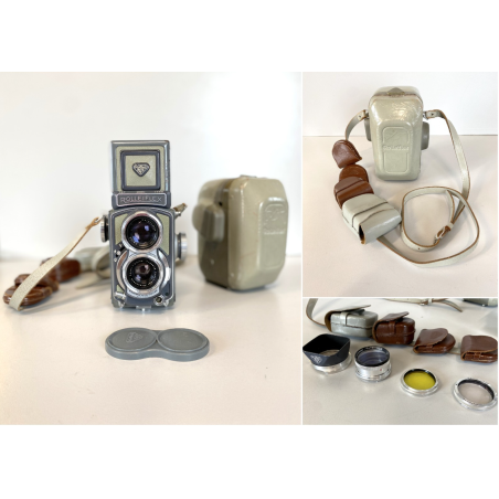 Rolleiflex 4x4 baby GRAY OTTICA Xenar 60mm f/3.5 PARALUCE LENTE FILTRI CUSTODIA