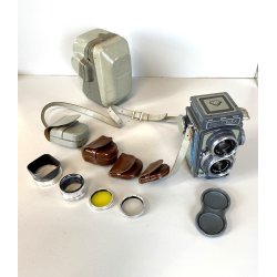 Rolleiflex 4x4 baby GRAY OTTICA Xenar 60mm f/3.5 PARALUCE LENTE FILTRI CUSTODIA
