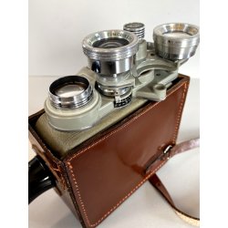 CINEPRESA 8mm VINTAGE EUMIG C3 TORRETTA TRE OBIETTIVI CUSTODIA CUOIO AUSTRIA '50