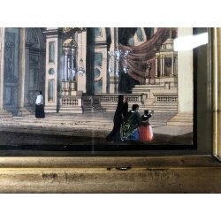 ANTICO QUADRO ACQUERELLO PROSPETTIVA INTERNO Santuario S. Maria PRESSO San Celso