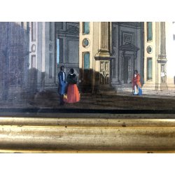 ANTICO QUADRO ACQUERELLO PROSPETTIVA INTERNO Santuario S. Maria PRESSO San Celso