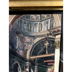 ANTICO QUADRO ACQUERELLO PROSPETTIVA INTERNO Santuario S. Maria PRESSO San Celso