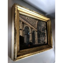 ANTICO QUADRO ACQUERELLO PROSPETTIVA INTERNO Santuario S. Maria PRESSO San Celso