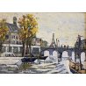 DIPINTO ASTRATTO OLIO SPATOLA VEDUTA PARIGI PONTE SENNA AUTUNNO Torre Eiffel '60