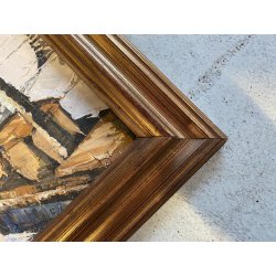 DIPINTO ASTRATTO OLIO SPATOLA VEDUTA PARIGI PONTE SENNA AUTUNNO Torre Eiffel '60