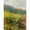 DIPINTO OLIO Rolini S. PAESAGGIO ALPINO SCENA BUCOLICA CONTADINO FONTE PASCOLO