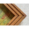 DIPINTO OLIO Rolini S. PAESAGGIO ALPINO SCENA BUCOLICA CONTADINO FONTE PASCOLO