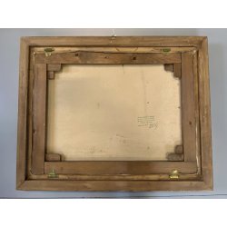 GRANDE ANTICO DIPINTO OLIO TELA Ercole Magrotti PAESAGGIO LACUSTRE AUTUNNALE