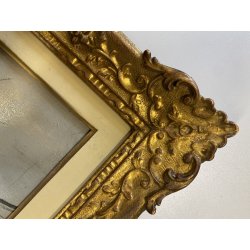 GRANDE ANTICO DIPINTO OLIO TELA Ercole Magrotti PAESAGGIO LACUSTRE AUTUNNALE