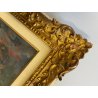 GRANDE ANTICO DIPINTO OLIO TELA Ercole Magrotti PAESAGGIO LACUSTRE AUTUNNALE
