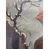 DIPINTO OLIO RITRATTO VAGABONDO VIANDANTE MUSICISTA VIOLOCELLO CLOCHARD NEVE 900