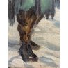 DIPINTO OLIO RITRATTO VAGABONDO VIANDANTE MUSICISTA VIOLOCELLO CLOCHARD NEVE 900