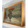 DIPINTO OLIO RITRATTO VAGABONDO VIANDANTE MUSICISTA VIOLOCELLO CLOCHARD NEVE 900