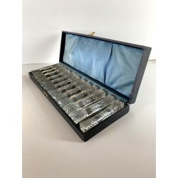 ANTICO SET 12 POGGIACOLTELLI VETRO MOLATO CLEAR GLASS ART DECO'
